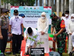 Usai Bersholawat, Wapres Ma’ruf Amin Tanam Pohon Kamper di Pekarangan Masjid Raya Barus